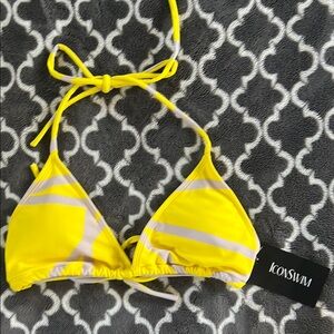 NWT- Icon Swim Yellow and Grey Bikini Top